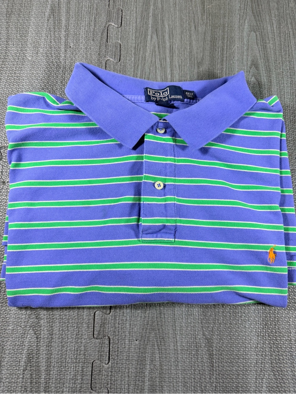 Polo Ralph Lauren Mens 4XLT Tall Purple Green Striped Polo Shirt Big & Tall - Picture 9 of 9